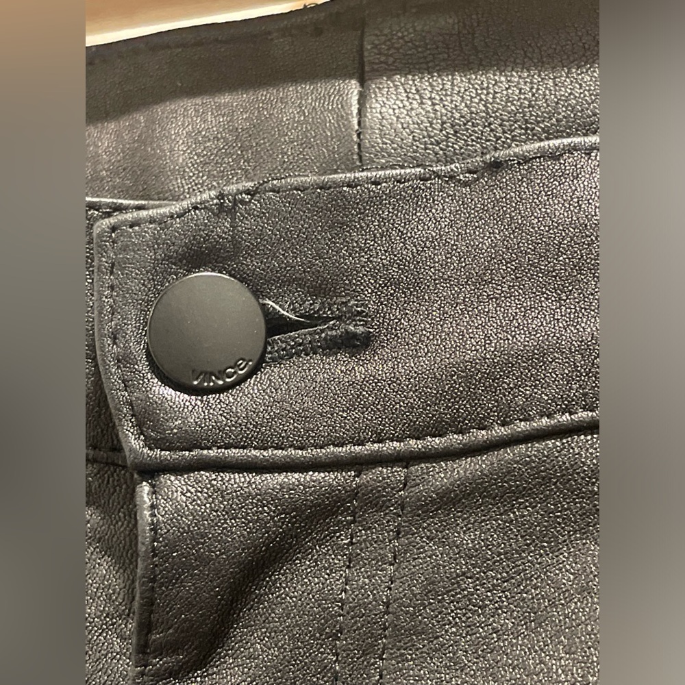 Vince Black genuine Leather skinny Pants US 6 - Picture 5 of 11